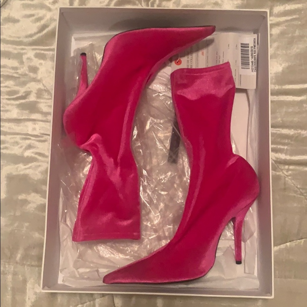 Balenciaga Knife Boots - Pink Velvet sz 38 - Picture 5 of 9